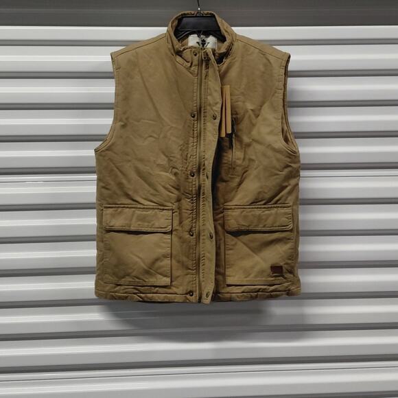 Wenven Mens Medium Canvas Utility Vest Khaki Warm Work Outdoor Jacket Gorpcore - Picture 3 of 10